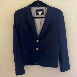 J. Crew Navy blue wool blazer with gold button detailing